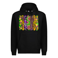 Black mardi gras sunflower fleur de lis leopard cowhide brushstrokes Premium Hoodie - Artiststas