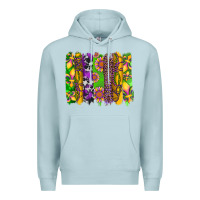 Blue Mist mardi gras sunflower fleur de lis leopard cowhide brushstrokes Premium Hoodie - Artiststas