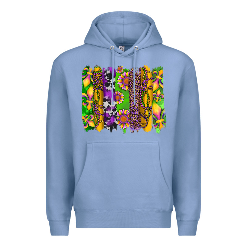 Mardi Gras Sunflower Fleur De Lis Leopard Cowhide Brushstrokes Premium Hoodie by Artiststas | Teevron