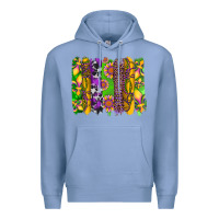 Colony Blue mardi gras sunflower fleur de lis leopard cowhide brushstrokes Premium Hoodie - Artiststas