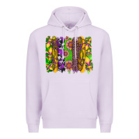 Lilac mardi gras sunflower fleur de lis leopard cowhide brushstrokes Premium Hoodie - Artiststas