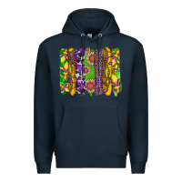 Navy mardi gras sunflower fleur de lis leopard cowhide brushstrokes Premium Hoodie - Artiststas
