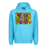 Ocean Blue mardi gras sunflower fleur de lis leopard cowhide brushstrokes Premium Hoodie - Artiststas