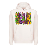 Pale Pink mardi gras sunflower fleur de lis leopard cowhide brushstrokes Premium Hoodie - Artiststas
