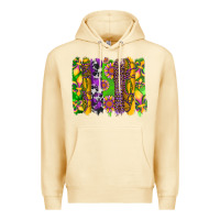 Pina Colada mardi gras sunflower fleur de lis leopard cowhide brushstrokes Premium Hoodie - Artiststas