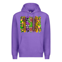 Purple mardi gras sunflower fleur de lis leopard cowhide brushstrokes Premium Hoodie - Artiststas