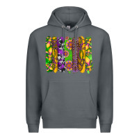Rock mardi gras sunflower fleur de lis leopard cowhide brushstrokes Premium Hoodie - Artiststas