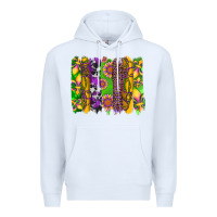White mardi gras sunflower fleur de lis leopard cowhide brushstrokes Premium Hoodie - Artiststas