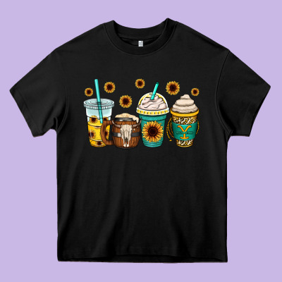 Yellowstone Coffee Cups Heavy Core Tee Designed By Oliviacreatesart