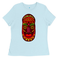Baby Blue african masks 3 Ladies Tee - BundleAndBundleShop