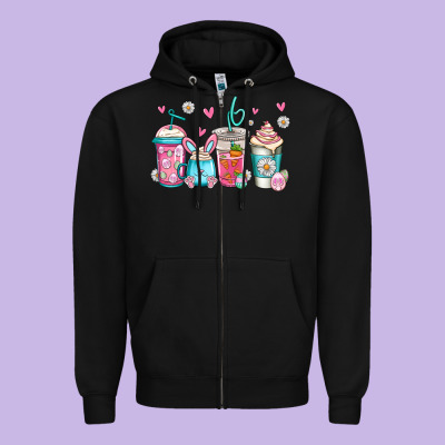 Easter Coffee Zipper Hoodie Designed By Jasminsmagicworld