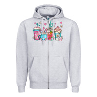 Heather Grey easter coffee Zipper Hoodie - Jasminsmagicworld
