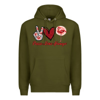 Army Green Peace Love Flamingo Premium Hoodie - Jasminsmagicworld