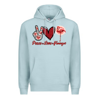 Blue Mist Peace Love Flamingo Premium Hoodie - Jasminsmagicworld