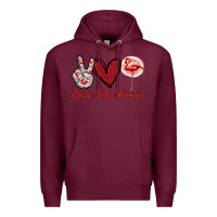 Burgundy Peace Love Flamingo Premium Hoodie - Jasminsmagicworld