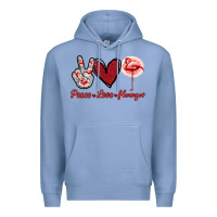 Colony Blue Peace Love Flamingo Premium Hoodie - Jasminsmagicworld