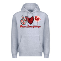 Heather Grey Peace Love Flamingo Premium Hoodie - Jasminsmagicworld