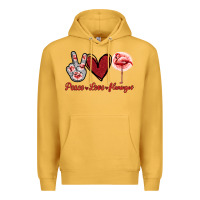 Mustard Peace Love Flamingo Premium Hoodie - Jasminsmagicworld