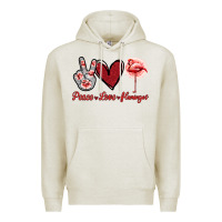 Oatmeal Heather Peace Love Flamingo Premium Hoodie - Jasminsmagicworld