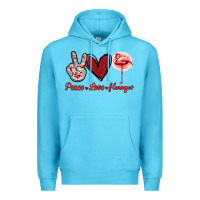 Ocean Blue Peace Love Flamingo Premium Hoodie - Jasminsmagicworld