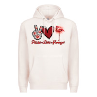 Pale Pink Peace Love Flamingo Premium Hoodie - Jasminsmagicworld