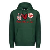 Sports Green Peace Love Flamingo Premium Hoodie - Jasminsmagicworld