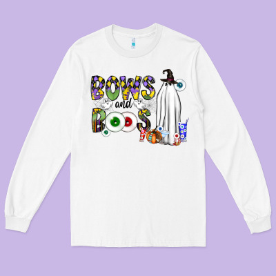 Bows And Boos Y'all Long Sleeve Tee Designed By Cowhidedigitalart