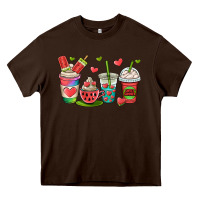 Chocolate Brown watermelon summer coffee cups Heavy Core Tee - OliviaCreatesArt