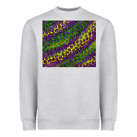 Heather Grey mardi gras leopard background Heavyweight Sweatshirt - RanaPortraitStore