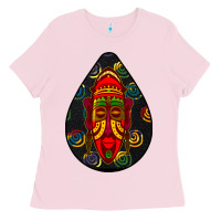 Bubblegum Pink african masks teardrop  6 Ladies Tee - BundleAndBundleShop