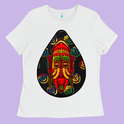 African Masks Teardrop  6 Ladies Tee Designed By Bundleandbundleshop