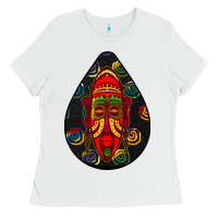 White african masks teardrop  6 Ladies Tee - BundleAndBundleShop