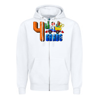 White Fourth Grade Zipper Hoodie - RanaPortraitStore