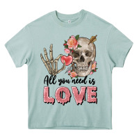 Arona Skull all you need is love Heavy Core Tee - FaDigitalArtStudio