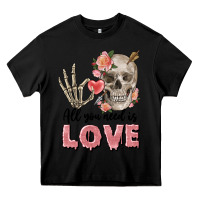 Black Skull all you need is love Heavy Core Tee - FaDigitalArtStudio