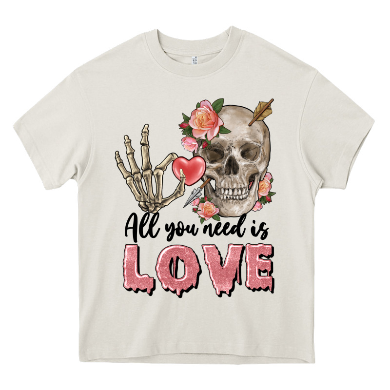 Skull All You Need Is Love Heavy Core Tee by FaDigitalArtStudio | Teevron