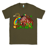 Army Green St. Patrick's farm with gold Classic Tee - OliviaCreatesArt