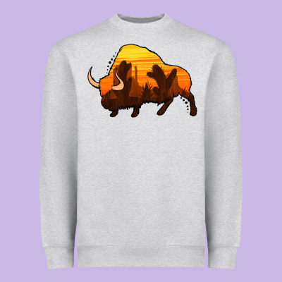 Western Bison Heavyweight Sweatshirt Designed By Jasminsmagicworld