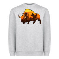 Heather Grey western bison Heavyweight Sweatshirt - Jasminsmagicworld