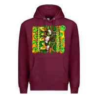 Burgundy st patricks cow and coin wıth clovers and leopard brushstrokes Premium Hoodie - Artiststas