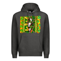 Charcoal Heather st patricks cow and coin wıth clovers and leopard brushstrokes Premium Hoodie - Artiststas