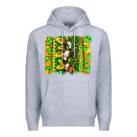 Heather Grey st patricks cow and coin wıth clovers and leopard brushstrokes Premium Hoodie - Artiststas