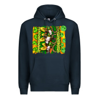 Navy st patricks cow and coin wıth clovers and leopard brushstrokes Premium Hoodie - Artiststas