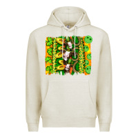 Oatmeal Heather st patricks cow and coin wıth clovers and leopard brushstrokes Premium Hoodie - Artiststas