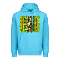 Ocean Blue st patricks cow and coin wıth clovers and leopard brushstrokes Premium Hoodie - Artiststas