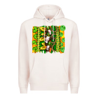 Pale Pink st patricks cow and coin wıth clovers and leopard brushstrokes Premium Hoodie - Artiststas