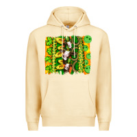 Pina Colada st patricks cow and coin wıth clovers and leopard brushstrokes Premium Hoodie - Artiststas