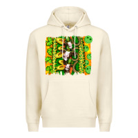 Sandshell st patricks cow and coin wıth clovers and leopard brushstrokes Premium Hoodie - Artiststas