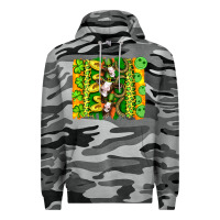 Slate Camo st patricks cow and coin wıth clovers and leopard brushstrokes Premium Hoodie - Artiststas