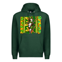 Sports Green st patricks cow and coin wıth clovers and leopard brushstrokes Premium Hoodie - Artiststas